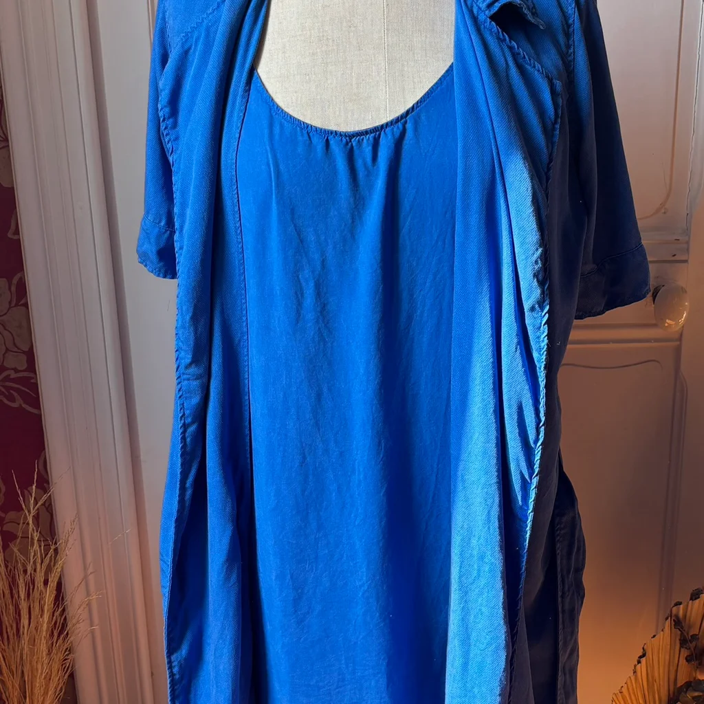 🌊 Conjunto vestido + chaqueta fluida azul – Talla 38 (modelo Cali) cop copine – photo 2